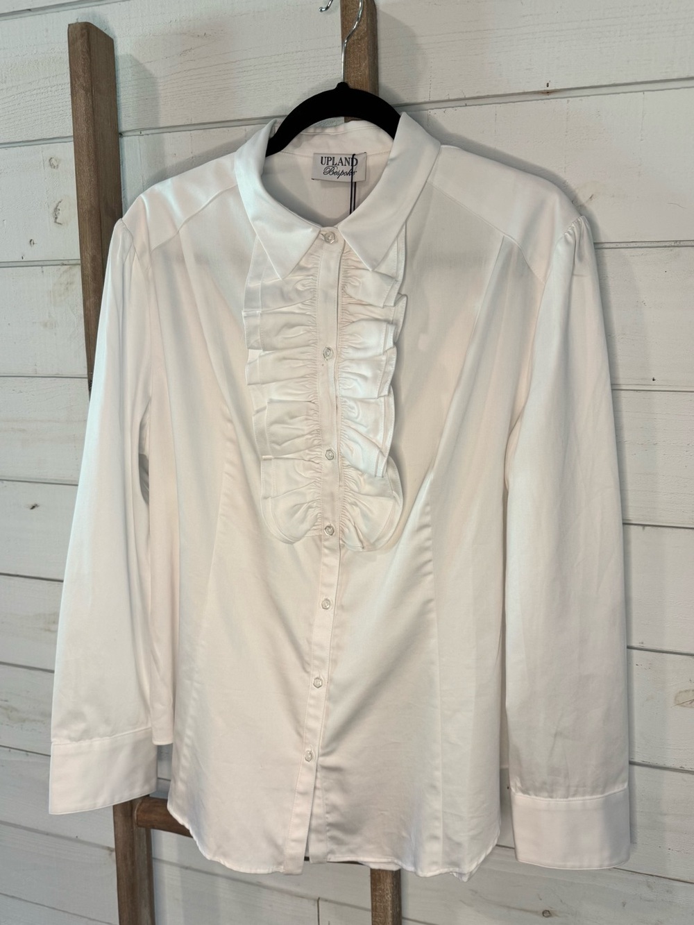 NWT Upland Bespoke Rifle Ruffle Blouse | Classic White | XL | NWT $245
